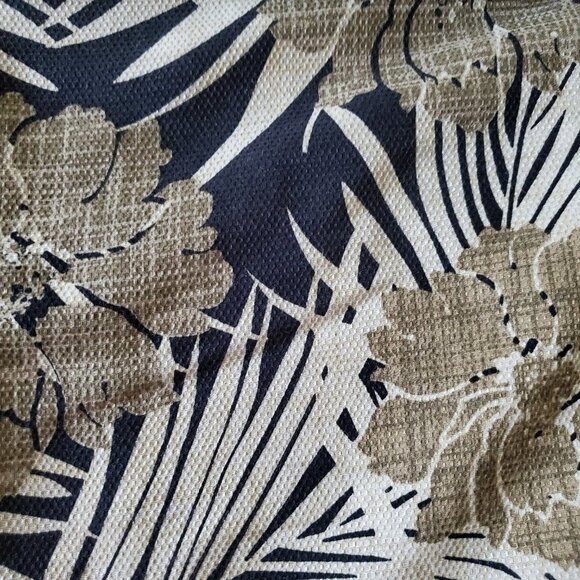 Caribbean Pure Silk Hawaiian Coastal Navy and Tan Wood Button Up Shirt XL - Picture 8 of 15